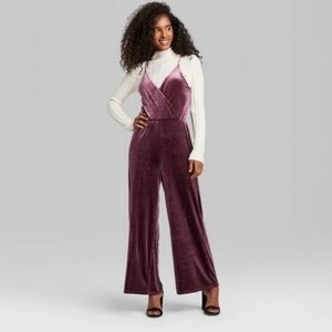 Wild Fable Velvet V-Neck Sleeveless Jumpsuit Size S